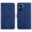 For Xiaomi Redmi 13C 4G Skin Feel Butterfly Embossed Flip Leather Phone Case(Blue) - 1