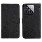 For Xiaomi 14 Pro Skin Feel Butterfly Embossed Flip Leather Phone Case(Black) - 1