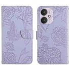 For Xiaomi Redmi 13C 5G Skin Feel Butterfly Embossed Flip Leather Phone Case(Purple) - 1