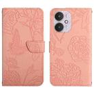 For Xiaomi Redmi 13C 5G Skin Feel Butterfly Embossed Flip Leather Phone Case(Pink) - 1