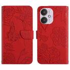 For Xiaomi Redmi 13C 5G Skin Feel Butterfly Embossed Flip Leather Phone Case(Red) - 1