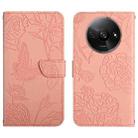 For Xiaomi Redmi A3 Skin Feel Butterfly Embossed Flip Leather Phone Case(Pink) - 1