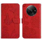 For Xiaomi Redmi A3 Skin Feel Butterfly Embossed Flip Leather Phone Case(Red) - 1