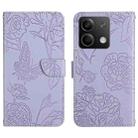 For Xiaomi Redmi Note 13 Pro 4G Global Skin Feel Butterfly Embossed Flip Leather Phone Case(Purple) - 1