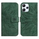 For Xiaomi Redmi 12 4G Global Skin Feel Sun Flower Embossed Flip Leather Phone Case with Lanyard(Green) - 1