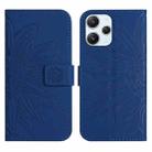 For Xiaomi Redmi 12 4G Global Skin Feel Sun Flower Embossed Flip Leather Phone Case with Lanyard(Dark Blue) - 1