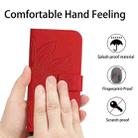 For Xiaomi Redmi 12 5G Skin Feel Sun Flower Embossed Flip Leather Phone Case with Lanyard(Red) - 4