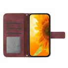 For Xiaomi 13T / 13T Pro Skin Feel Sun Flower Embossed Flip Leather Phone Case with Lanyard(Wine Red) - 3