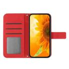 For Xiaomi 13T / 13T Pro Skin Feel Sun Flower Embossed Flip Leather Phone Case with Lanyard(Red) - 3