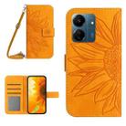 For Xiaomi Redmi 13C 4G Skin Feel Sun Flower Embossed Flip Leather Phone Case with Lanyard(Yellow) - 1