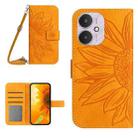 For Xiaomi Redmi 13C 5G Skin Feel Sun Flower Embossed Flip Leather Phone Case with Lanyard(Yellow) - 1