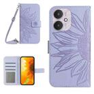 For Xiaomi Redmi 13C 5G Skin Feel Sun Flower Embossed Flip Leather Phone Case with Lanyard(Purple) - 1