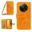 For Xiaomi Redmi A3 Skin Feel Sun Flower Embossed Flip Leather Phone Case with Lanyard(Yellow) - 1