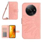 For Xiaomi Redmi A3 Skin Feel Sun Flower Embossed Flip Leather Phone Case with Lanyard(Pink) - 1