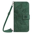 For Xiaomi Redmi 13 4G Global / 5G Global Skin Feel Sun Flower Embossed Flip Leather Phone Case with Lanyard(Green) - 2