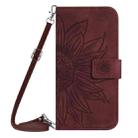 For Xiaomi Redmi 13 4G Global / 5G Global Skin Feel Sun Flower Embossed Flip Leather Phone Case with Lanyard(Wine Red) - 2