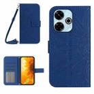 For Xiaomi Redmi 13 4G Global Skin Feel Sun Flower Embossed Flip Leather Phone Case with Lanyard(Dark Blue) - 1