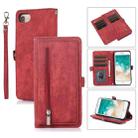 For iPhone 8 / 7 / SE 2020 2022 Zipper Card Slot Buckle Wallet Leather Phone Case(Red) - 1