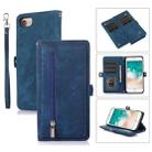 For iPhone 8 / 7 / SE 2020 2022 Zipper Card Slot Buckle Wallet Leather Phone Case(Blue) - 1