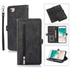 For iPhone 8 / 7 / SE 2020 2022 Zipper Card Slot Buckle Wallet Leather Phone Case(Black) - 1