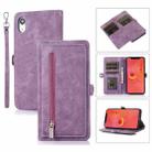 For iPhone XR Zipper Card Slot Buckle Wallet Leather Phone Case(Purple) - 1