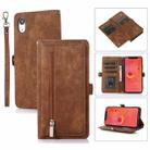 For iPhone XR Zipper Card Slot Buckle Wallet Leather Phone Case(Brown) - 1