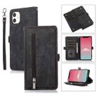 For iPhone 11 Zipper Card Slot Buckle Wallet Leather Phone Case(Black) - 1