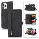 For iPhone 13 Pro Zipper Card Slot Buckle Wallet Leather Phone Case(Black) - 1