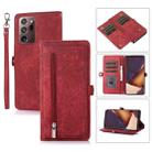 For Samsung Galaxy Note20 Ultra Zipper Card Slot Buckle Wallet Leather Phone Case(Red) - 1