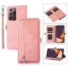 For Samsung Galaxy Note20 Ultra Zipper Card Slot Buckle Wallet Leather Phone Case(Pink) - 1