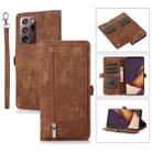 For Samsung Galaxy Note20 Ultra Zipper Card Slot Buckle Wallet Leather Phone Case(Brown) - 1