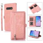 For Samsung Galaxy S10 Zipper Card Slot Buckle Wallet Leather Phone Case(Pink) - 1