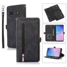 For Samsung Galaxy S10 Zipper Card Slot Buckle Wallet Leather Phone Case(Black) - 1