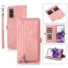 For Samsung Galaxy S20+ Zipper Card Slot Buckle Wallet Leather Phone Case(Pink) - 1