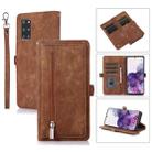 For Samsung Galaxy S20+ Zipper Card Slot Buckle Wallet Leather Phone Case(Brown) - 1