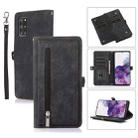 For Samsung Galaxy S20+ Zipper Card Slot Buckle Wallet Leather Phone Case(Black) - 1