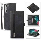 For Samsung Galaxy S21 Zipper Card Slot Buckle Wallet Leather Phone Case(Black) - 1