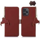 For Xiaomi Redmi Note 12 Turbo / POCO F5 Genuine Leather Magnetic RFID Leather Phone Case(Coffee) - 1
