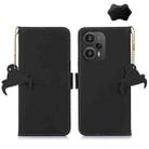 For Xiaomi Redmi Note 12 Turbo / POCO F5 Genuine Leather Magnetic RFID Leather Phone Case(Black) - 1