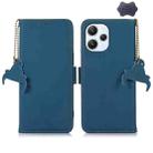 For Xiaomi Redmi 12 Genuine Leather Magnetic RFID Leather Phone Case(Blue) - 1