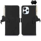 For Xiaomi Redmi 12 Genuine Leather Magnetic RFID Leather Phone Case(Black) - 1