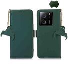 For Xiaomi 13T / Redmi K60 Ultra Genuine Leather Magnetic RFID Leather Phone Case(Green) - 1