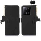 For Xiaomi 13T / Redmi K60 Ultra Genuine Leather Magnetic RFID Leather Phone Case(Black) - 1