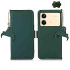 For Xiaomi Redmi Note 13R Pro Genuine Leather Magnetic RFID Leather Phone Case(Green) - 1