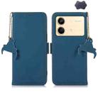 For Xiaomi Redmi Note 13R Pro Genuine Leather Magnetic RFID Leather Phone Case(Blue) - 1