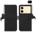 For Xiaomi Redmi Note 13R Pro Genuine Leather Magnetic RFID Leather Phone Case(Black) - 1