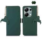 For Xiaomi Redmi Note 13 4G Genuine Leather Magnetic RFID Leather Phone Case(Green) - 1