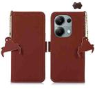 For Xiaomi Redmi Note 13 4G Genuine Leather Magnetic RFID Leather Phone Case(Coffee) - 1