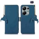 For Xiaomi Redmi Note 13 4G Genuine Leather Magnetic RFID Leather Phone Case(Blue) - 1