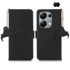 For Xiaomi Redmi Note 13 4G Genuine Leather Magnetic RFID Leather Phone Case(Black) - 1